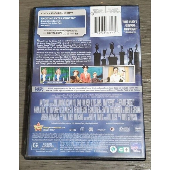 Mary Poppins DVD - Disney’s Mary Poppins 50th Anniversary Edition DVD VGC - Picture 5 of 5